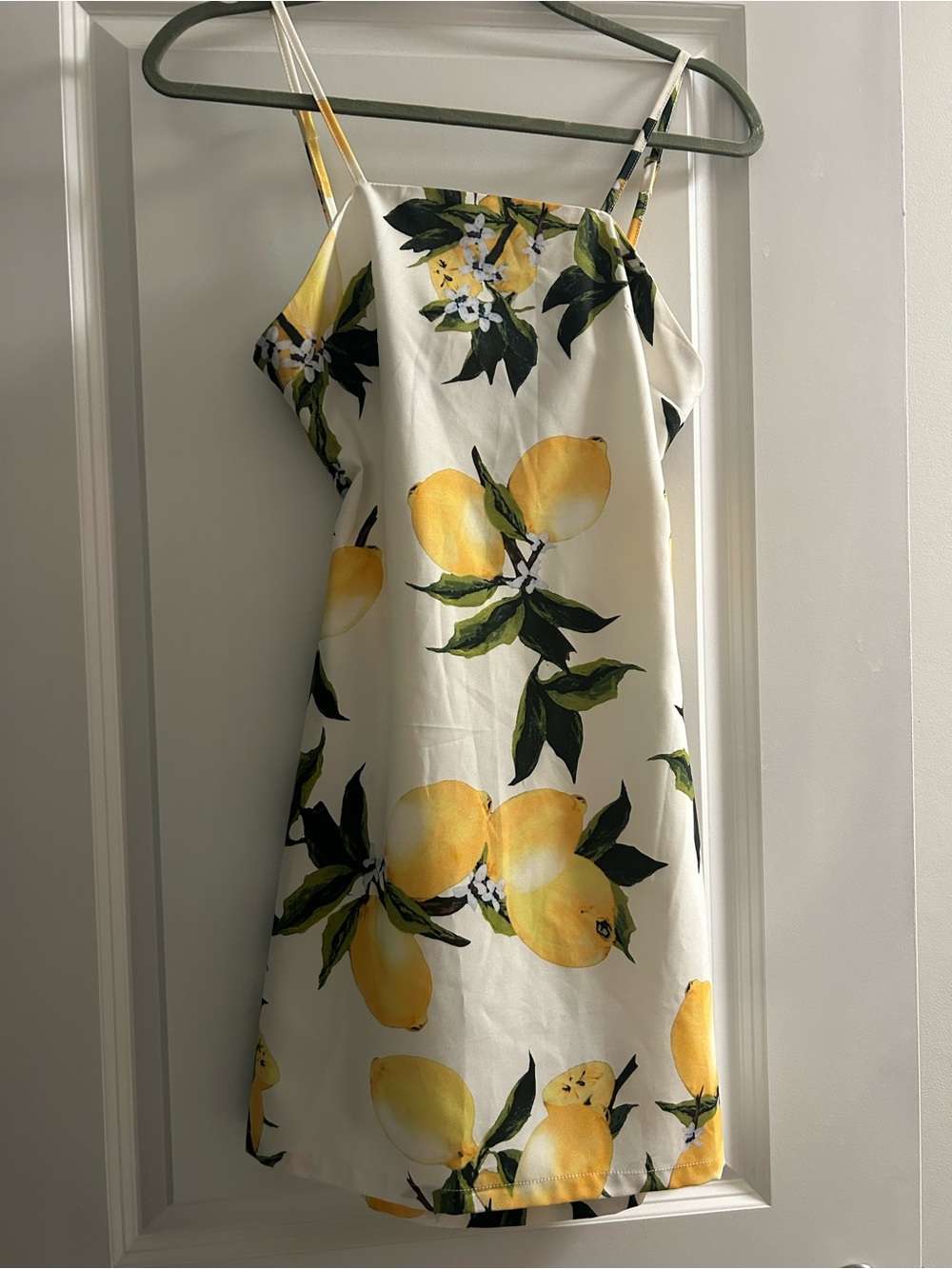 White Lemon Print Slip Dress